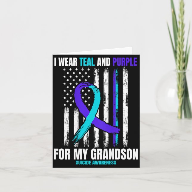 In Memory Of My Grandson Suicide Awareness Flag Ba Karte (Vorderseite)