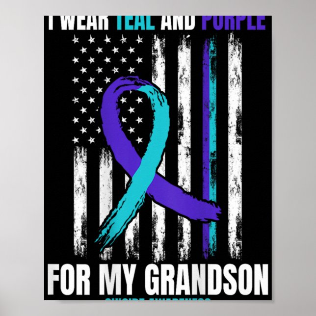 In Memory Of My Grandson Suicide Awareness Flag Ba Poster (Vorne)