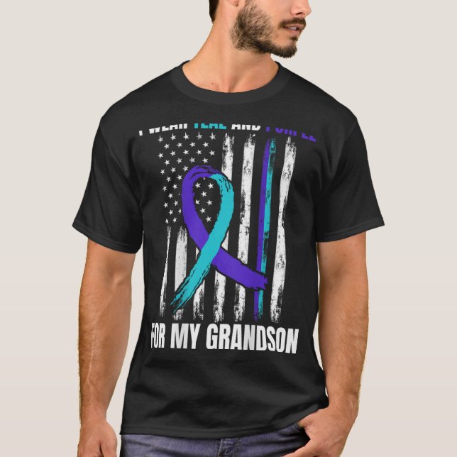 In Memory Of My Grandson Suicide Awareness Flag Ba T-Shirt (Vorderseite)