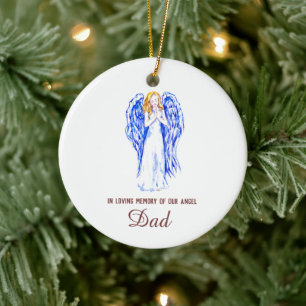 In Memory of Our Angel Dad Personalized Dated Keramik Ornament