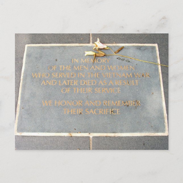 In Memory Plaque | Vietnam Veterans Memorial Postkarte (Vorderseite)