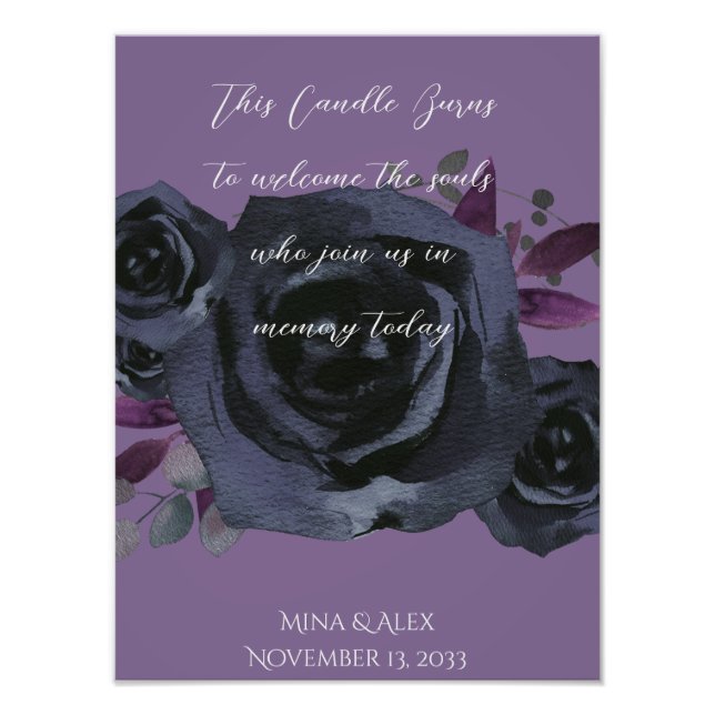 In Memory Watercolor Schwarze Rose Moderne Mode Fotodruck (Vorne)