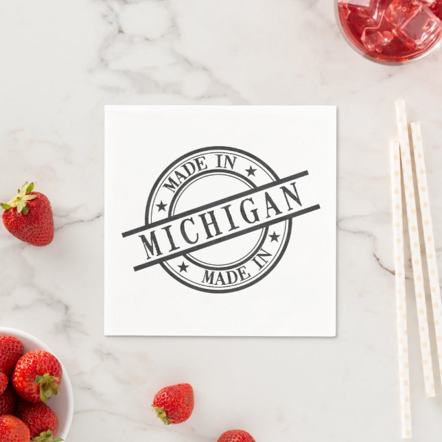 In Michigan Black Rubber Briefmarke Logo Serviette (Beispiel)