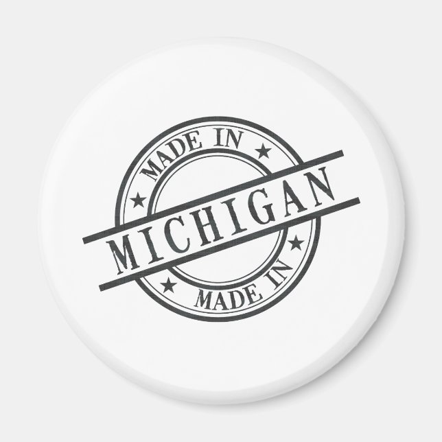 In Michigan Briefmarke Logo Symbol Schwarz Magnet (Vorne)