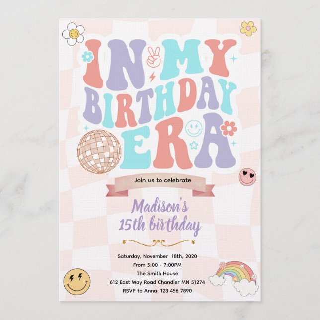 In My Birthday Era Party Invitation Einladung (Vorderseite)