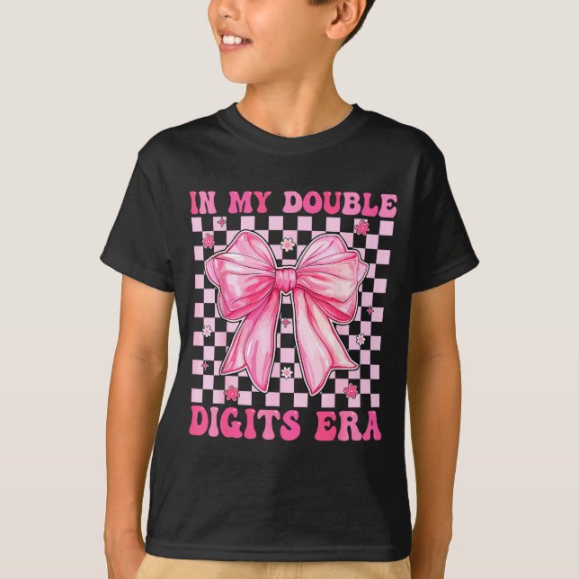 In My Double Digits Era Coquette Bow 10th Birthday T-Shirt (Vorderseite)