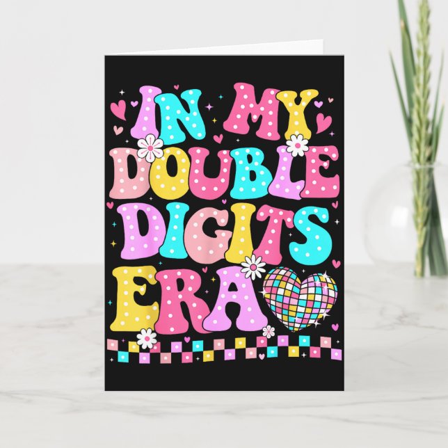 In My Double Digits Era Retro 10 Year Old 10th Bir Karte (Vorderseite)