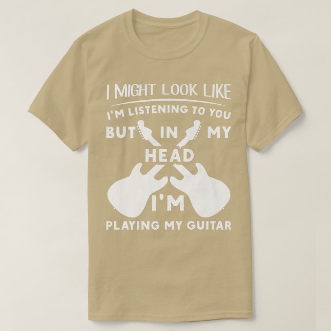 In My Head Im Playing My Guitar Musician Bass Guit T-Shirt (Design vorne)