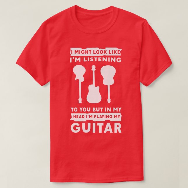In My Head Im Playing My Guitar Musician Bass Guit T-Shirt (Design vorne)