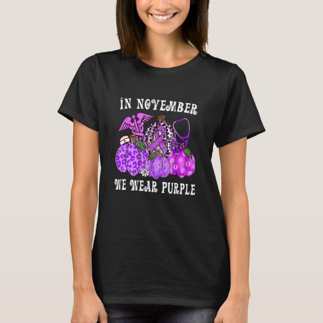 In November Family We Wear Purple Pumpkin Epilepsy T-Shirt (Vorderseite)