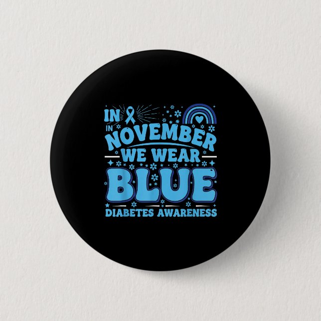 In November We Wear Blue Diabetes Awareness Ribbon Button (Vorderseite)