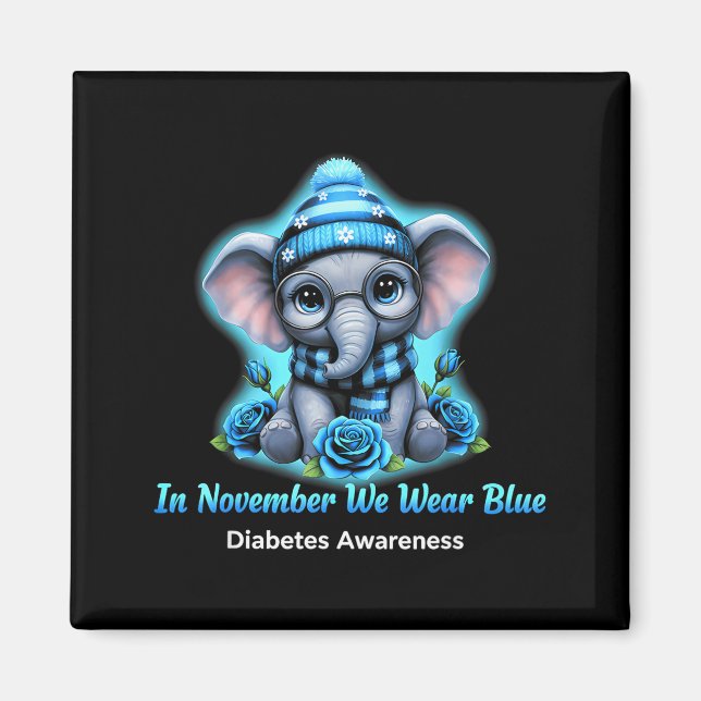 In November We Wear Blue Diabetes Awareness Ribbon Magnet (Vorne)