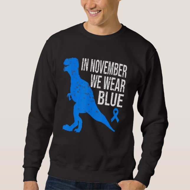 In November We Wear Blue Diabetes Trex Dino Kids T Sweatshirt (Vorderseite)