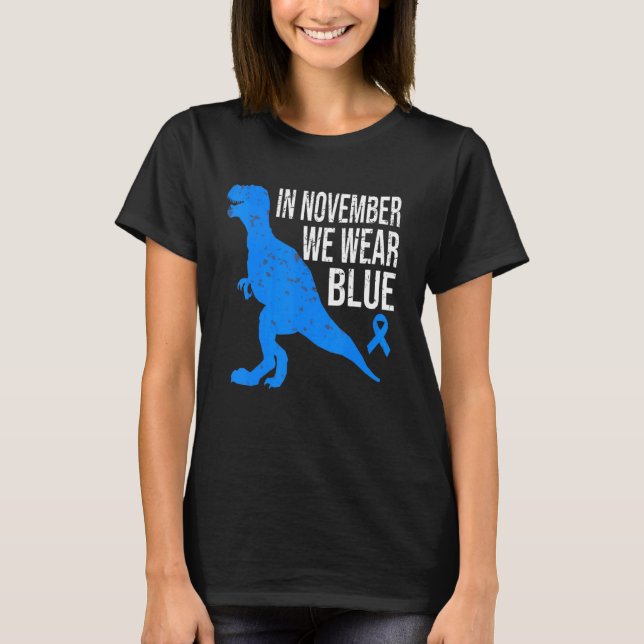 In November We Wear Blue Diabetes Trex Dino Kids T T-Shirt (Vorderseite)