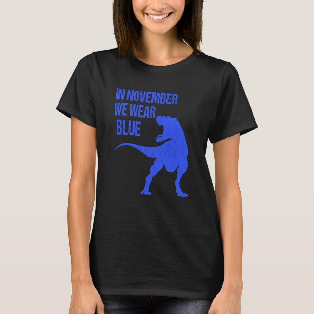 In November We Wear Blue Rex Dinosaur Diabetes Awa T-Shirt (Vorderseite)
