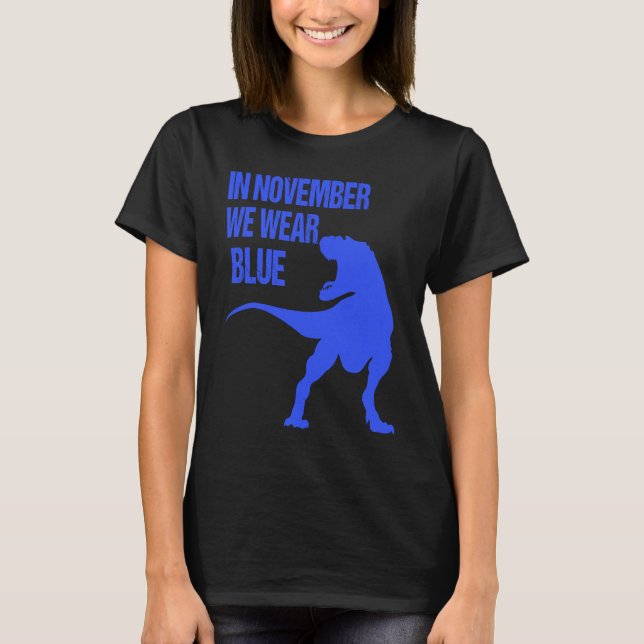 In November We Wear Blue Rex Dinosaur Diabetes Awa T-Shirt (Vorderseite)