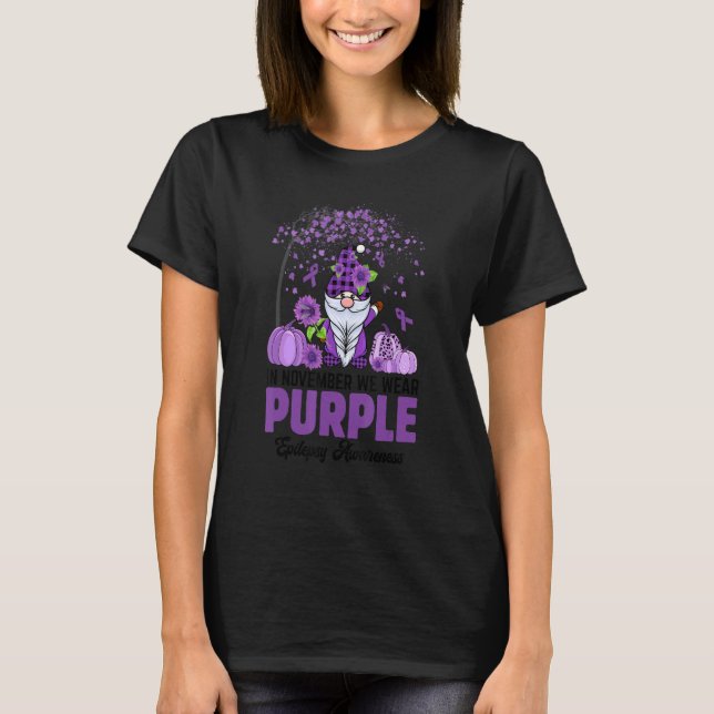 In November We Wear Purple Gnome Epilepsy Awarenes T-Shirt (Vorderseite)