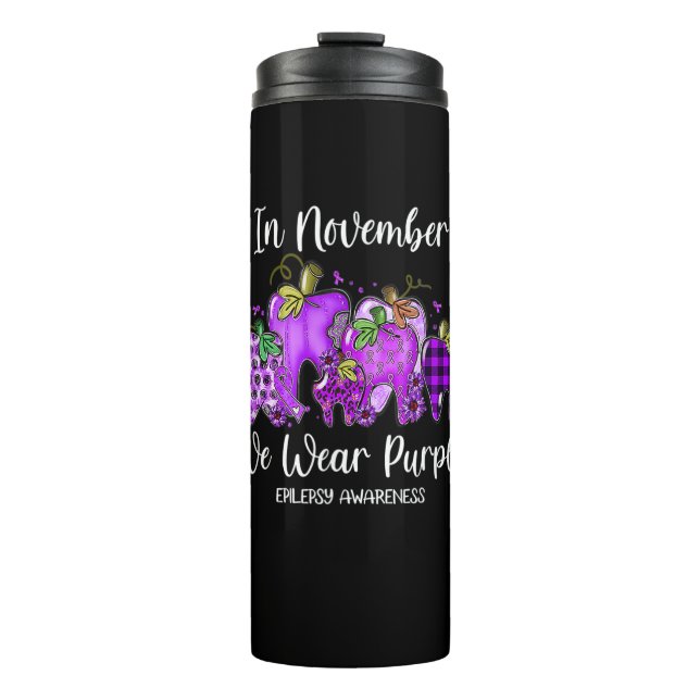 In November We Wear Purple Tooth Pumpkin Epilepsy Thermosbecher (Vorderseite)