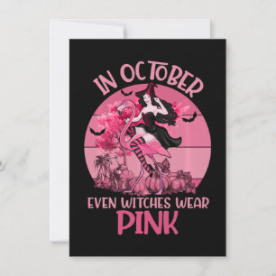 In October Even Witches Wear Pink Tee Breast Einladung