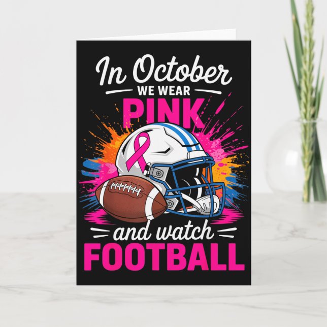 In October We Wear Nk And Watch Football Breast Ca Karte (Vorderseite)