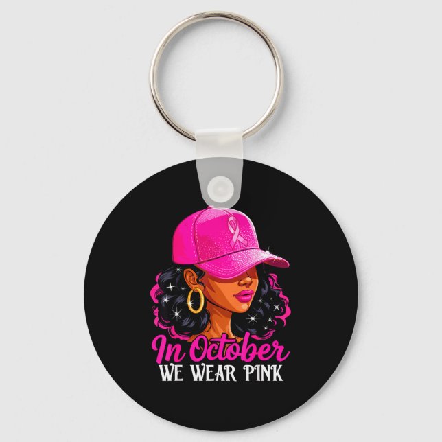 In October We Wear Nk Black Women Breast Cancer Aw Schlüsselanhänger (Vorderseite)