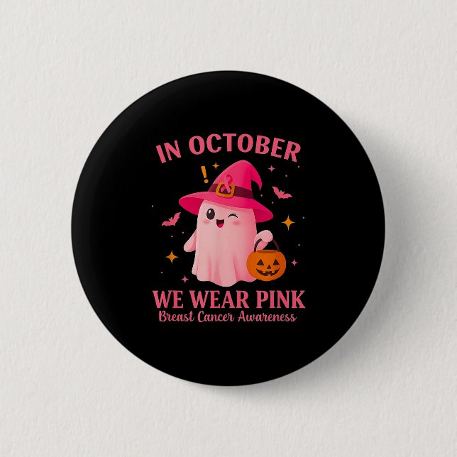 In October We Wear Nk – Breast Cancer Awareness  Button (Vorderseite)