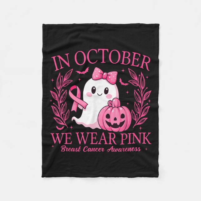 In October We Wear Nk Breast Cancer Awareness Hall Fleecedecke (Vorderseite)