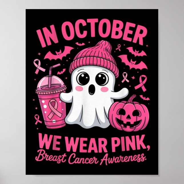 In October We Wear Nk Breast Cancer Awareness Hall Poster (Vorne)