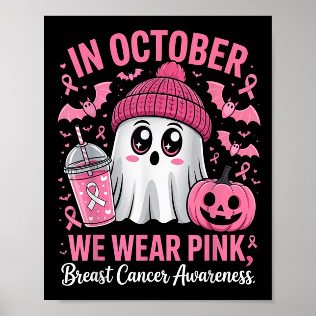 In October We Wear Nk Breast Cancer Awareness Hall Poster (Vorne)