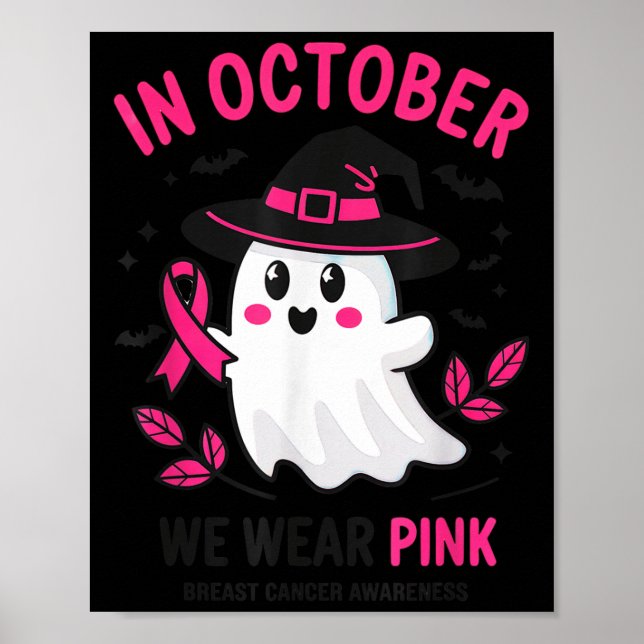 In October We Wear Nk Breast Cancer Awareness Hall Poster (Vorne)