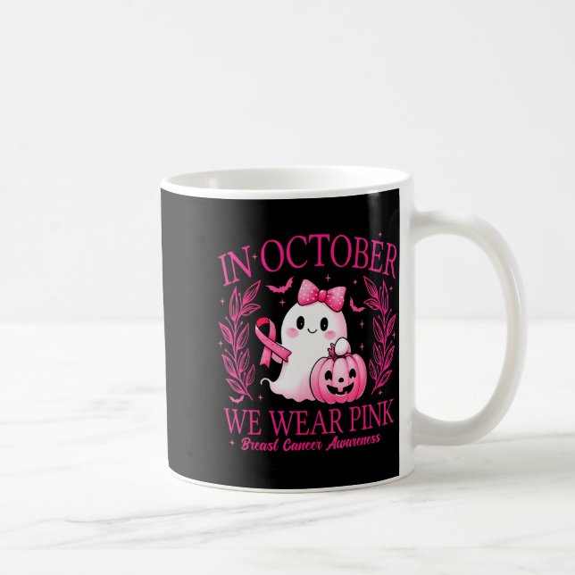 In October We Wear Nk Breast Cancer Awareness  Kaffeetasse (Rechts)