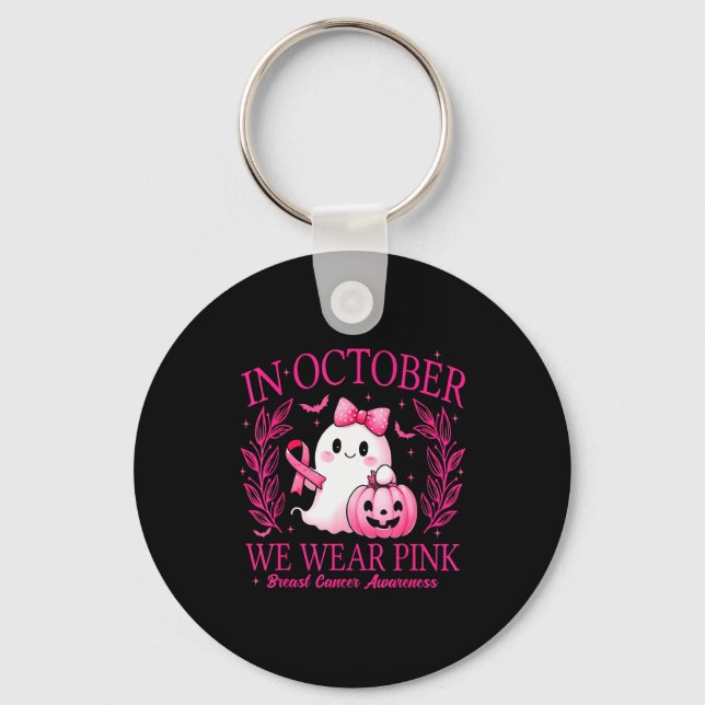In October We Wear Nk Breast Cancer Awareness  Schlüsselanhänger (Vorderseite)
