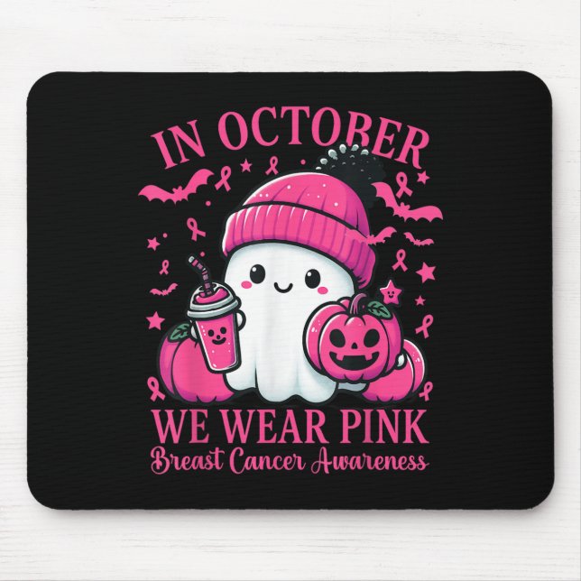 In October We Wear Nk Breast Cancer Boo Ghost Hall Mousepad (Vorne)