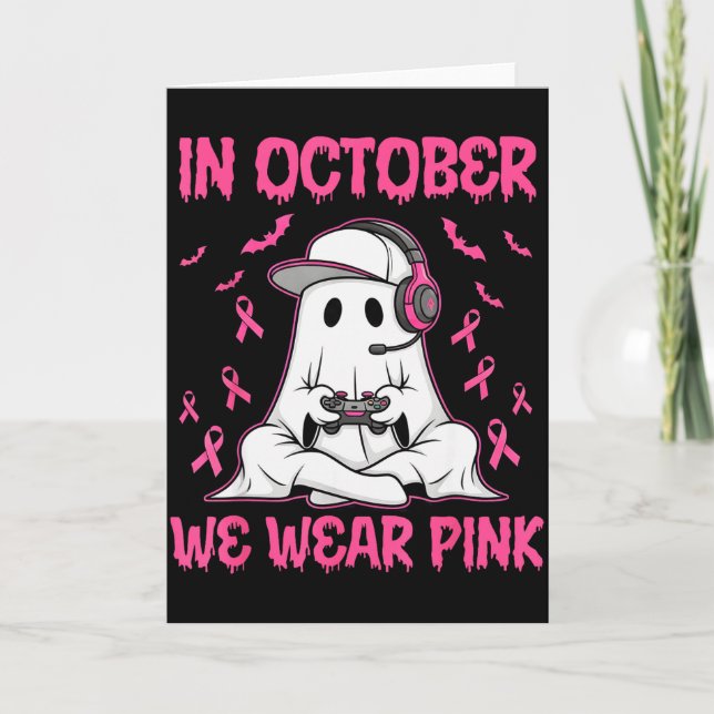 In October We Wear Nk Breast Cancer Gaming Ghost Y Karte (Vorderseite)