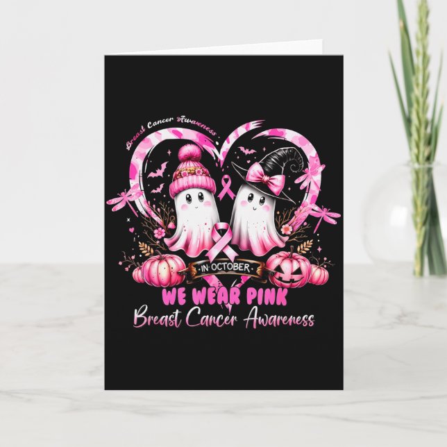 In October We Wear Nk Breast Cancer Heart Dragonfl Karte (Vorderseite)