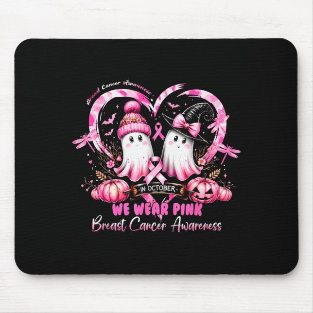 In October We Wear Nk Breast Cancer Heart Dragonfl Mousepad (Vorne)