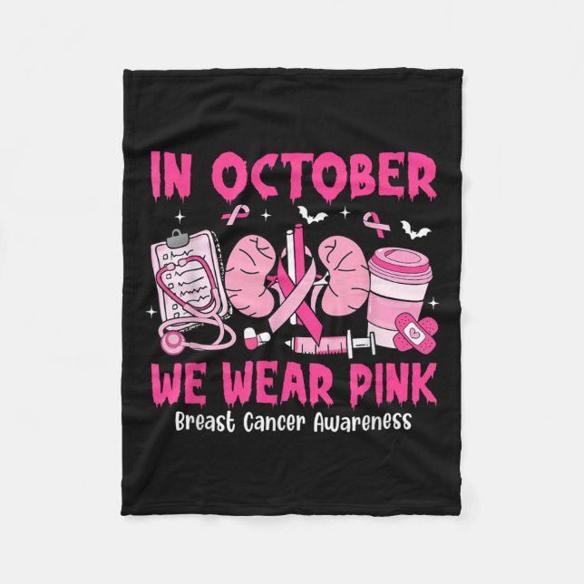 In October We Wear Nk Breast Cancer Urology Nurse  Fleecedecke (Vorderseite)