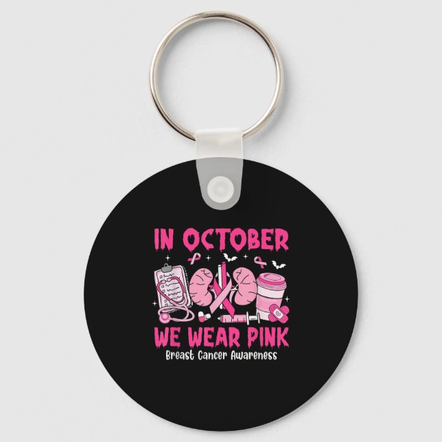 In October We Wear Nk Breast Cancer Urology Nurse  Schlüsselanhänger (Vorderseite)
