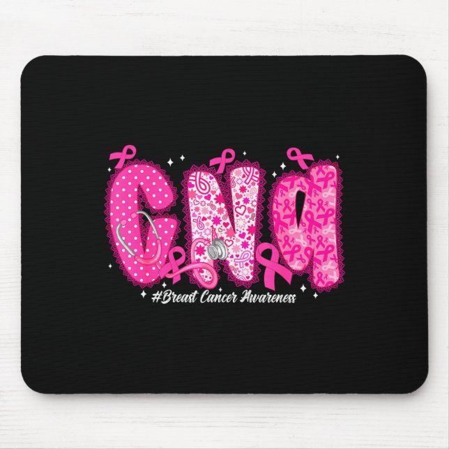 In October We Wear Nk Cna Nurse Breast Cancer Awar Mousepad (Vorne)