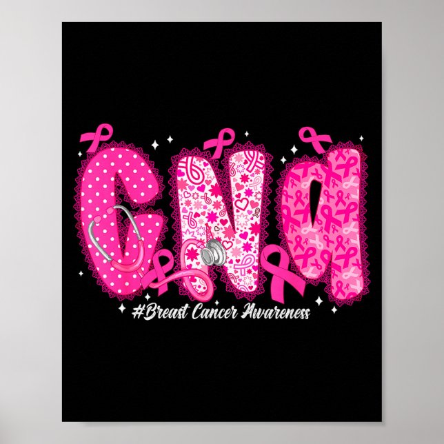 In October We Wear Nk Cna Nurse Breast Cancer Awar Poster (Vorne)