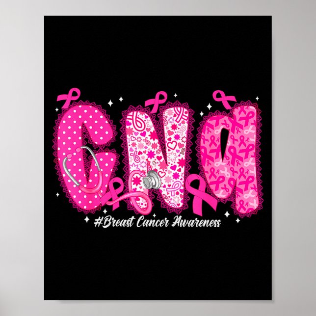In October We Wear Nk Cna Nurse Breast Cancer Awar Poster (Vorne)