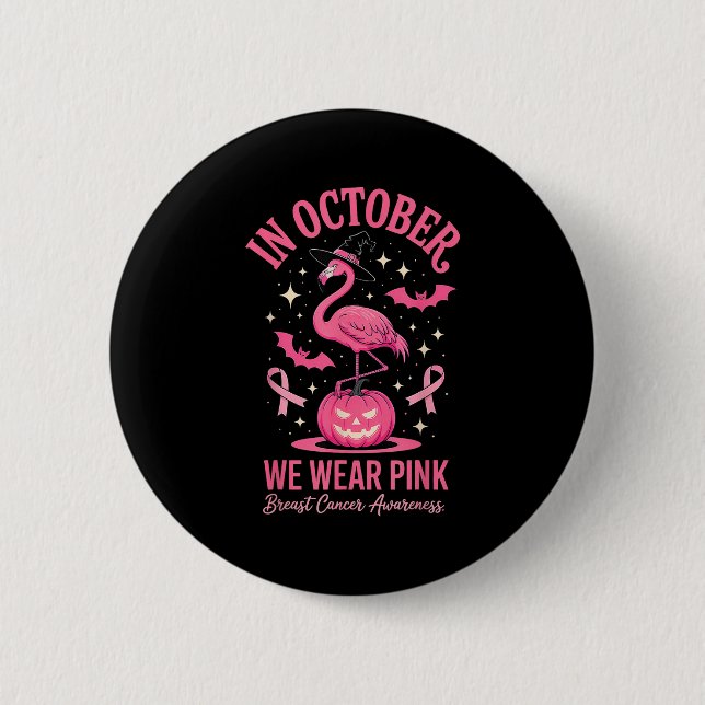 In October We Wear Nk Flamingo Halloween  Button (Vorderseite)