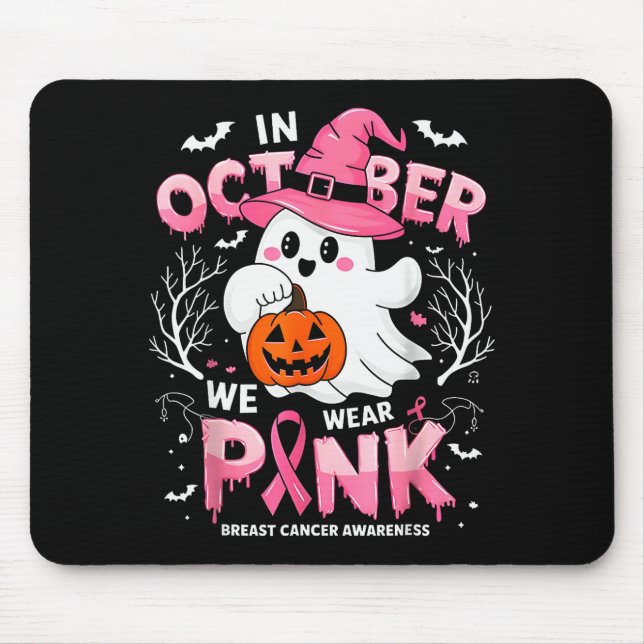 In October We Wear Nk Funny Halloween Ghost Breast Mousepad (Vorne)