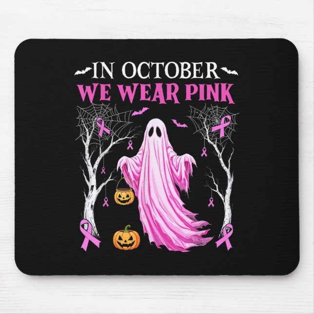 In October We Wear Nk Ghost Boo Breast Cancer Wome Mousepad (Vorne)