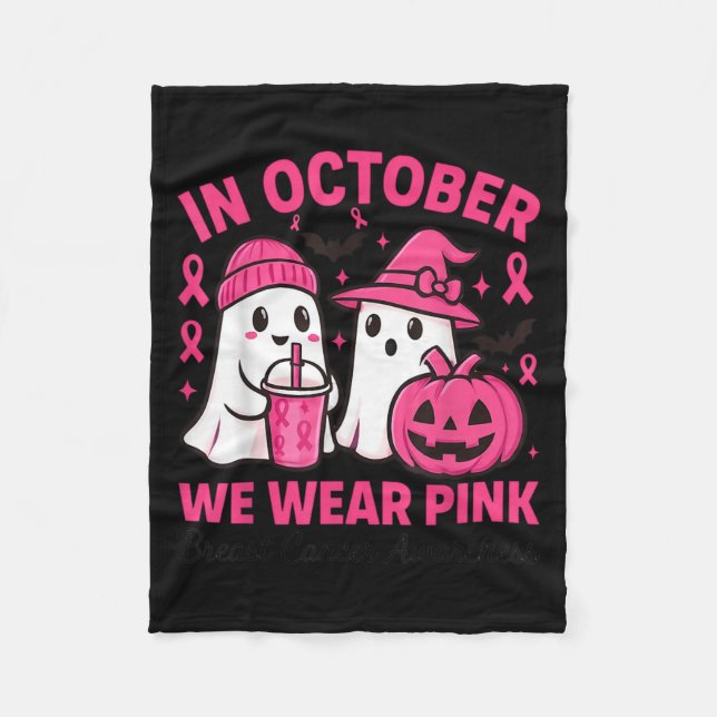 In October We Wear Nk Ghost Breast Cancer Awarenes Fleecedecke (Vorderseite)