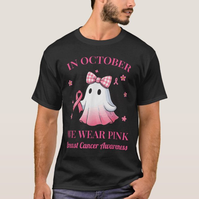 In October We Wear Nk Ghost Breast Cancer Awarenes T-Shirt (Vorderseite)