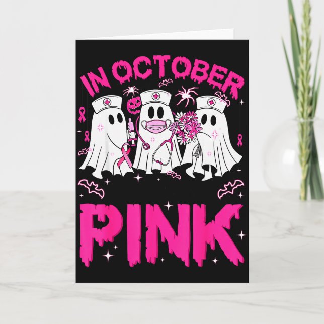 In October We Wear Nk Ghost Nurse Halloween Breast Karte (Vorderseite)