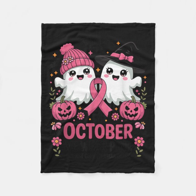 In October We Wear Nk Ghost Witch Breast Cancer Aw Fleecedecke (Vorderseite)