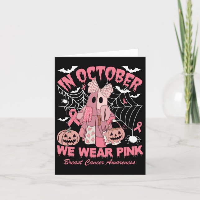 In October We Wear Nk Ghost Witch Breast Cancer Aw Karte (Vorderseite)