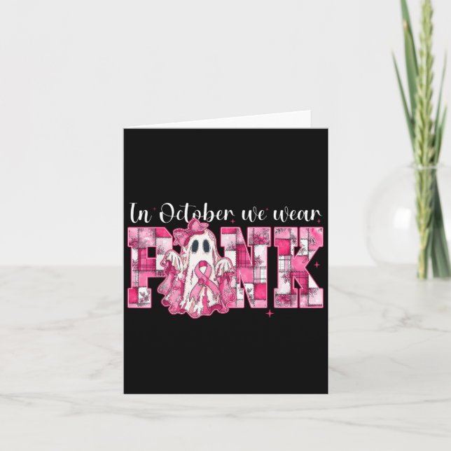 In October We Wear Nk Ghost Witch Breast Cancer Aw Karte (Vorderseite)